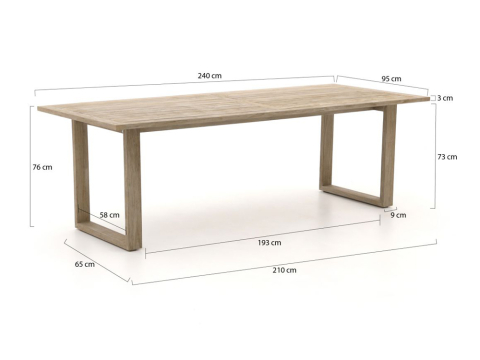 Apple Bee Antigua Dining Tisch aus Teakholz coastal 240x95cm