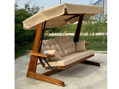 Pemode Hollywoodschaukel Sia 2400 Camel - Iroko-Holz