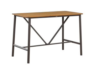 Bartisch Aluminium Schwarz Teak Tischplatte