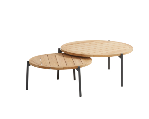 4Seasons Yoga Kaffeetisch-Set rund Teak-Anthrazit